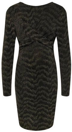 ONLY MATERNITY zwangerschapsjurk OLMGLOW zwart goud Dames Polyester Ronde hals XXL
