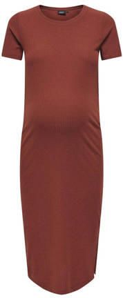 ONLY MATERNITY zwangerschapsjurk OLMNELLA brique Oranje Dames Polyester Ronde hals XXL