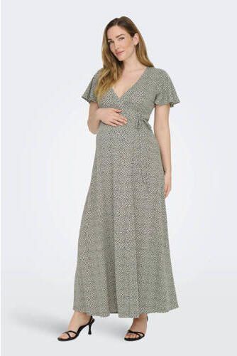 ONLY MATERNITY zwangerschapsjurk OLMPAULINE met stippen ecru zwart Dames Polyester V-hals M - Foto 3