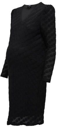 ONLY MATERNITY zwangerschapsjurk OLMRIE met textuur zwart Dames Polyamide V-hals XXL - Foto 2