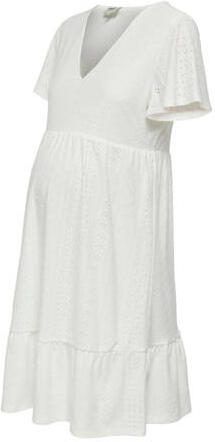 ONLY MATERNITY zwangerschapsjurk OLMSANDRA met volant wit Dames Polyester V-hals XXL - Foto 3