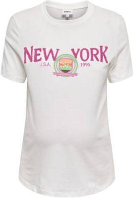 ONLY MATERNITY zwangerschapsshirt OLMGOLDIE met printopdruk wit T-shirt Dames Katoen Ronde hals XXL - Foto 3