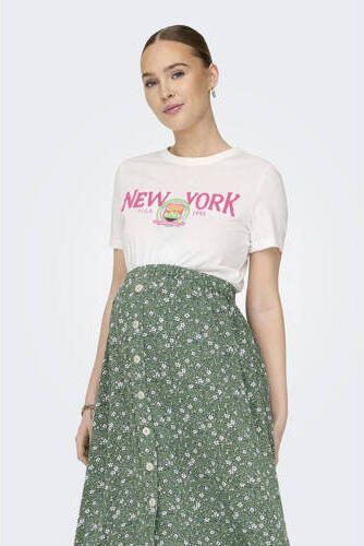 ONLY MATERNITY zwangerschapsshirt OLMGOLDIE met printopdruk wit T-shirt Dames Katoen Ronde hals XXL - Foto 2