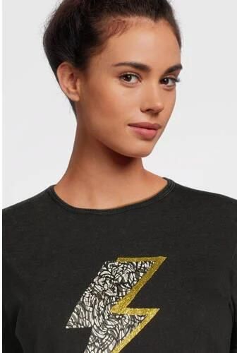 ONLY MATERNITY zwangerschapsshirt OLMGWEN met printopdruk antraciet T-shirt Grijs Dames Katoen Ronde hals XXL