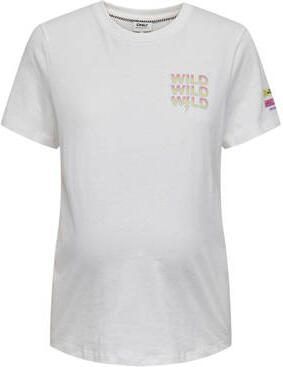 ONLY MATERNITY zwangerschapsshirt OLMJEN met backprint wit T-shirt Dames Katoen Ronde hals XXL - Foto 2