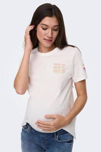 ONLY MATERNITY zwangerschapsshirt OLMJEN met backprint wit T-shirt Dames Katoen Ronde hals XXL - Foto 4