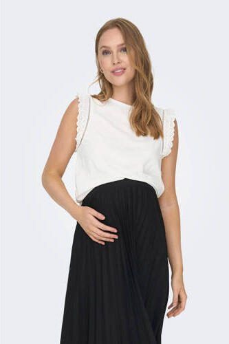 ONLY MATERNITY zwangerschapstop OLMLINDA met ruches wit Dames Katoen Ronde hals XXL - Foto 4