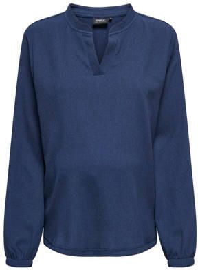 ONLY MATERNITY zwangerschapstop OLMNANCY donkerblauw Dames Polyester V-hals XXL