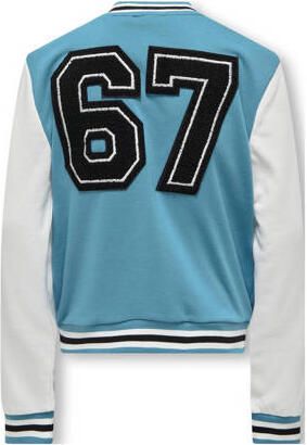 Only KIDS BOY baseball jacket met tekst blauw wit Vest Jongens Polyester Opstaande kraag 134 140