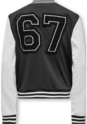 Only KIDS BOY baseball jacket met tekst zwart wit Vest Jongens Polyester Opstaande kraag 122 128