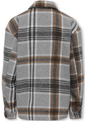 Only KIDS BOY geruite shacket jas KOBELI-VALDA grijs zwart wit Jongens Polyester Klassieke kraag 128 - Foto 2