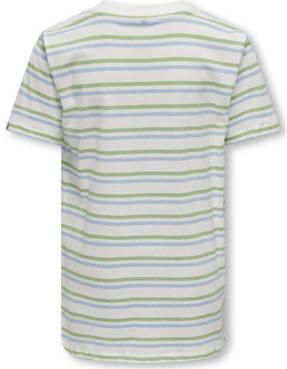 Only KIDS BOY gestreept T-shirt KOBAUGUST grijs melange blauw Jongens Katoen Ronde hals 122 128