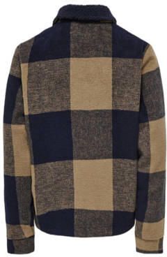 Only KIDS BOY overshirt KOBANDY met ruitprint beige zwart Overhemd Jongens Polyester Klassieke kraag 128