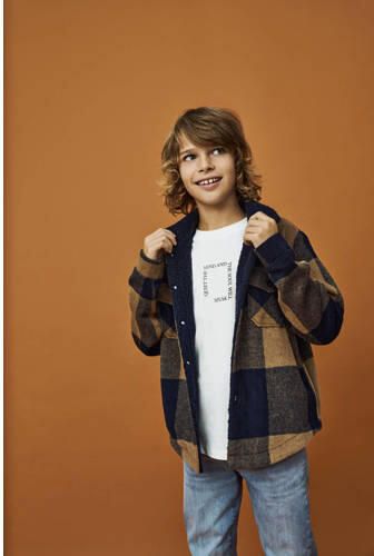 Only KIDS BOY overshirt KOBANDY met ruitprint beige zwart Overhemd Jongens Polyester Klassieke kraag 128 - Foto 2
