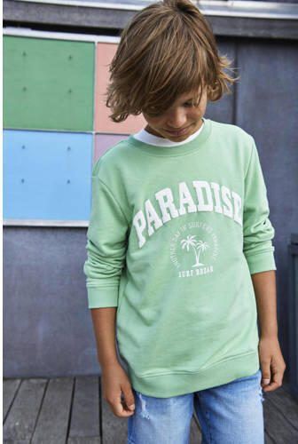 Only KIDS BOY sweater KOBHUGO met backprint frisgroen Backprint 122 128 - Foto 2