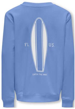Only KIDS BOY sweater KOBHUGO met backprint hemelsblauw Backprint 122 128