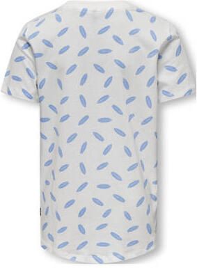 Only KIDS BOY T-shirt KOBADIS met all over print wit hemelsblauw Jongens Katoen Ronde hals 134 140