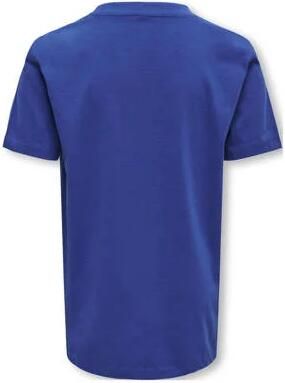 Only KIDS BOY T-shirt KOBMARINUS met tekst hardblauw Jongens Katoen Ronde hals 122 128