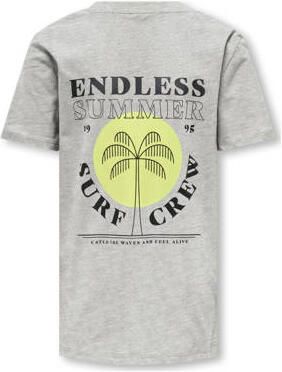 Only KIDS BOY T-shirt KOBMEENU met backprint grijs melange Jongens Katoen Ronde hals 134 140