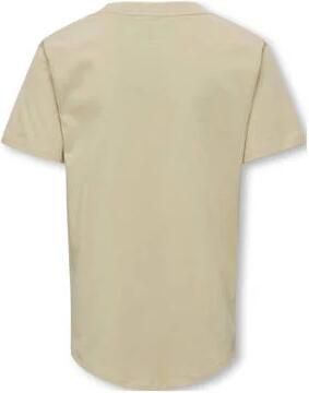 Only KIDS BOY T-shirt KOBTIM met tekst beige Jongens Katoen Ronde hals 122 128