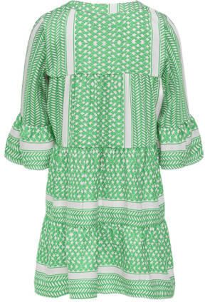 Only KIDS GIRL A-lijn jurk KOGALBERTE met all over print groen wit Meisjes Polyester Ronde hals 128