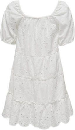 Only KIDS GIRL A-lijn jurk KOGCLEO LIFE wit Meisjes Katoen Ronde hals Effen 128
