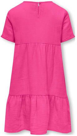 Only KIDS GIRL A-lijn jurk KOGTHYRA fuchsia Roze Meisjes Katoen Ronde hals 128