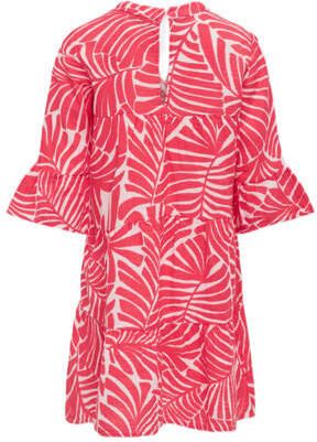 Only KIDS GIRL A-lijn jurk KOGTHYRA MEXICANA met all over print en volant donkerroze wit Meisjes Katoen Ronde hals 140