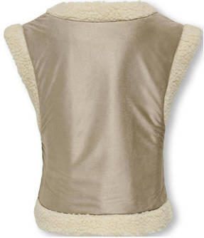Only KIDS GIRL gebloemd gilet KOGKARLA lichtbruin beige Meisjes Teddy Openvallende hals 134 - Foto 2