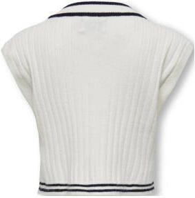 Only KIDS GIRL gebreide spencer KOGBETA wit zwart Trui Meisjes Viscose V-hals 122 128