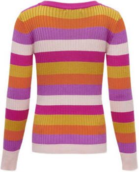 Only KIDS GIRL gebreide trui multi Meisjes Viscose Ronde hals Streep 134 140