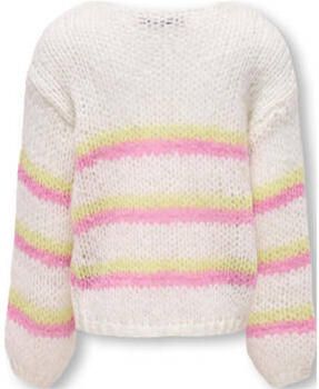 Only KIDS GIRL gestreept vest KOGNORDIC LIFE wit roze geel Meisjes Gerecycled polyester Openvallende hals 134 140