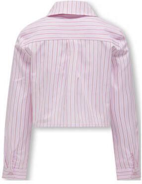 Only KIDS GIRL gestreepte blouse KOGHOLLY roze wit Meisjes Katoen Klassieke kraag 146