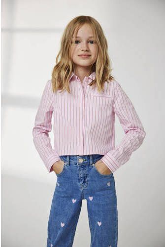 Only KIDS GIRL gestreepte blouse KOGHOLLY roze wit Meisjes Katoen Klassieke kraag 146 - Foto 2