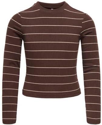 ONLY KIDS GIRL gestreepte longsleeve bruin Meisjes Polyester Ronde hals