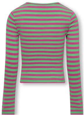 Only KIDS GIRL gestreepte longsleeve KOGHEIDI felgroen paars Meisjes Katoen Ronde hals 122 128