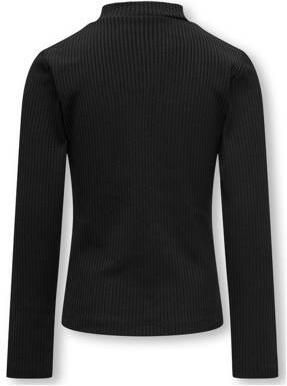 Only KIDS GIRL gestreepte longsleeve KOGMIGAN zwart Meisjes Viscose Opstaande kraag 122 128