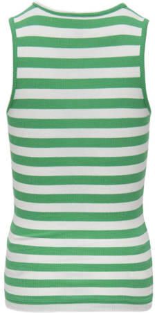Only KIDS GIRL gestreepte ribgebreide top KOGKENYA felgroen wit Meisjes Stretchkatoen Ronde hals 122 128
