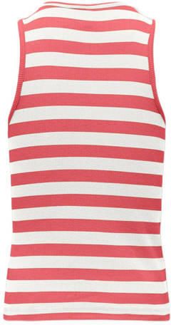 Only KIDS GIRL gestreepte ribgebreide top KOGKENYA zoetroze wit Meisjes Stretchkatoen Ronde hals 122 128