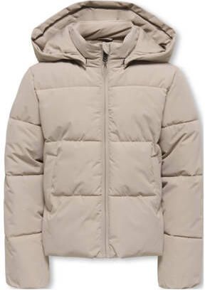 ONLY KIDS GIRL gewatteerde jas lichtbruin Meisjes Polyester Capuchon Effen