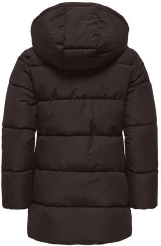 ONLY KIDS GIRL gewatteerde winterjas donkerbruin Meisjes Polyester Capuchon