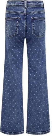 Only KIDS GIRL high waist wide leg jeans met stippen medium blue denim Blauw Meisjes Stretchdenim 134