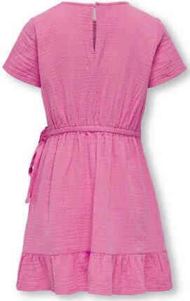 Only KIDS GIRL jurk KOGTHYRA donkerroze Meisjes Katoen Ronde hals Effen 134