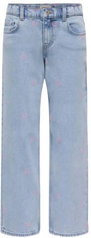 ONLY KIDS GIRL KOGROBYN straight leg jeans light blue denim Blauw Meisjes Stretchdenim - Foto 3