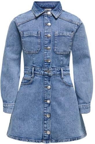 ONLY KIDS GIRL korte spijkerjurk mediumblauw Meisjes Denim Klassieke kraag