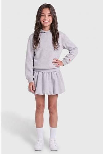 ONLY KIDS GIRL korte sweatjurk met borduursels lichtgrijs Effen