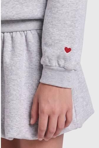 ONLY KIDS GIRL korte sweatjurk met borduursels lichtgrijs Effen - Foto 2