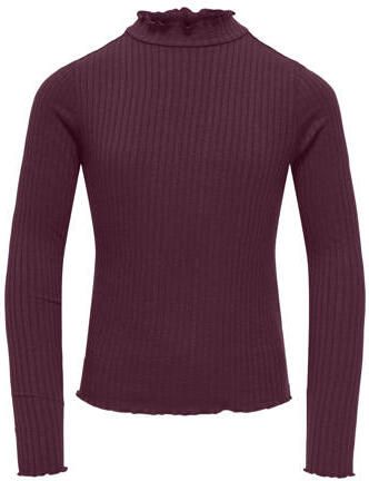 ONLY KIDS GIRL longsleeve donkerrood Meisjes Viscose Opstaande kraag