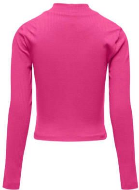 Only KIDS GIRL longsleeve KOGLINEA LIFE hardblauw Roze Meisjes Stretchkatoen Opstaande kraag 134 140