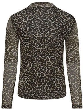 Only KIDS GIRL longsleeve met panterprint grijs beige Meisjes Polyester Ronde hals 134 140